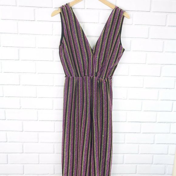 Glamorous Stripe Metallic Jumpsuit 2 Pink Gold - Picture 4 of 8
